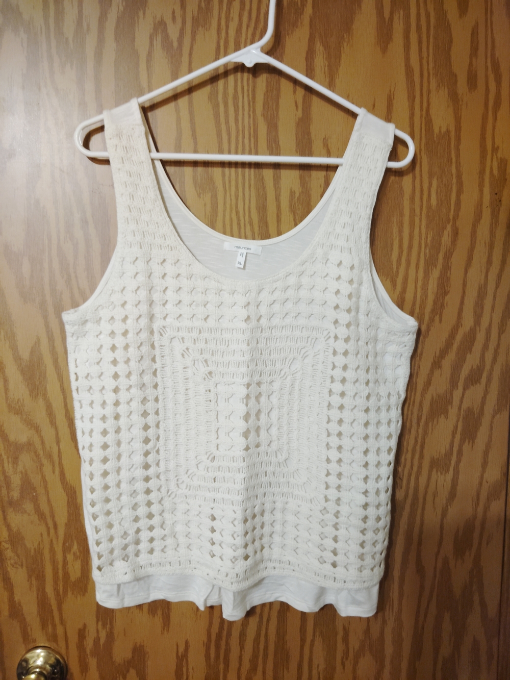Maurices Cream Crochet Overlay Tank Top NWOT